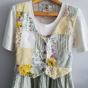Vintage Country Wear Patchwork Seersucker Dress Size 12